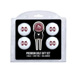 Mississippi State Bulldogs 4 Ball Gift Set + Divot Tool & Marker