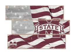 Mississippi State Bulldogs American Flag 3 Plank