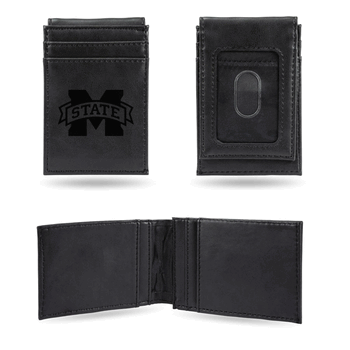Mississippi State Bulldogs Black Laser Engraved Front Pocket Wallet