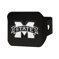 Mississippi State Bulldogs Black Metal Hitch Cover with Metal Chrome 3D Emblem