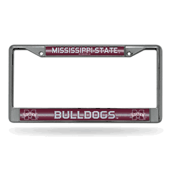 Mississippi State Bulldogs Classic 12" x 6" Silver Bling Chrome Car/Truck/SUV Auto Accessory