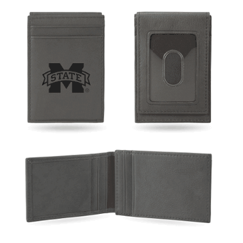 Mississippi State Bulldogs Gray Laser Engraved Front Pocket Wallet