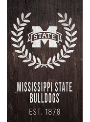 Mississippi State Bulldogs Laurel Wreath 11x19 Sign