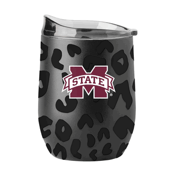 Mississippi State Bulldogs Leopard 16oz Black Powdercoat Curved Beverage