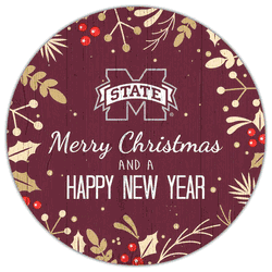 Mississippi State Bulldogs Merry Christmas & New Year 12in Circle