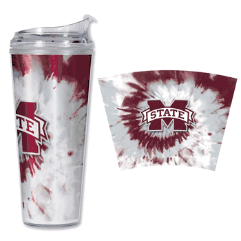 Mississippi State Bulldogs Metallic Tye Dye 24Oz Acrylic Tumbler W/Hinged Lid