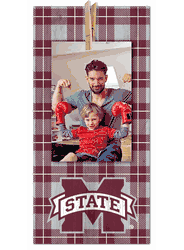 Mississippi State Bulldogs Plaid Clothespin 6x12 Sign