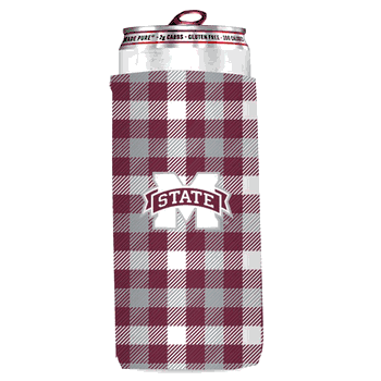 Mississippi State Bulldogs Plaid Insulated Slim Can Sleeve
