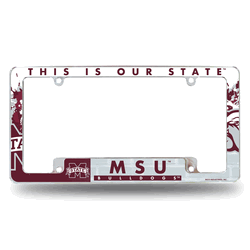 Mississippi State Bulldogs Primary 12" x 6" Chrome All Over Automotive License Plate Frame