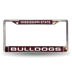 Mississippi State Bulldogs Red 12" x 6" Laser Cut Chrome Frame