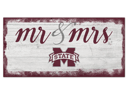 Mississippi State Bulldogs Script Mr & Mrs 6x12 Sign