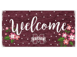 Mississippi State Bulldogs Welcome Floral 6x12 Sign