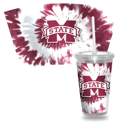 Mississippi State Bulldogsmetallic Tye Dye Clear Tumbler W/Straw