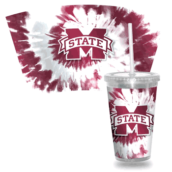 Mississippi State Bulldogsmetallic Tye Dye Clear Tumbler W/Straw