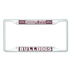 Mississippi State White Metal License Plate Frame - 6.25"x12.25"