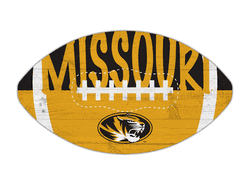 Missouri Tigers 12" Football Cutout Sign with City Name