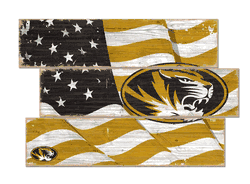 Missouri Tigers American Flag 3 Plank