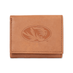 Missouri Tigers  Brown Embossed Genuine Leather Tri-Fold Wallet