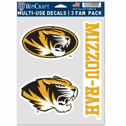 Missouri Tigers Decal Multi Use Fan 3 Pack
