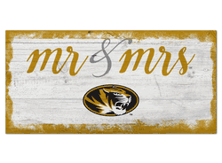 Missouri Tigers Script Mr & Mrs 6x12 Sign
