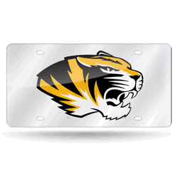 Missouri Tigers Silver 12" x 6" Silver Laser Cut Tag For Car/Truck/SUV