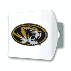 Missouri White Metal Hitch Cover with  3D Color Emblem