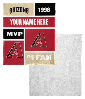 MLB Arizona Diamondbacks Colorblock Personalized Silk Touch Sherpa Throw Blanket 50x60 Inches