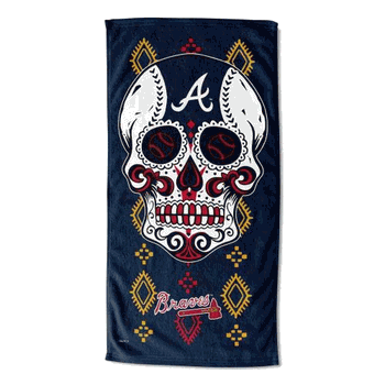 MLB Atlanta Braves Candy Skull Beach Towel 30x60 Inches