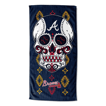 MLB Atlanta Braves Candy Skull Printed Beach Towel