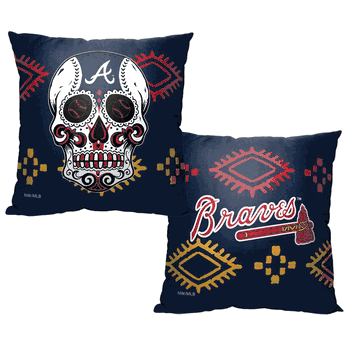 MLB Atlanta Braves Candy Skull Printed Throw Pillow