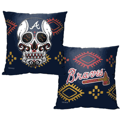 MLB Atlanta Braves Candy Skull Printed Throw Pillow
