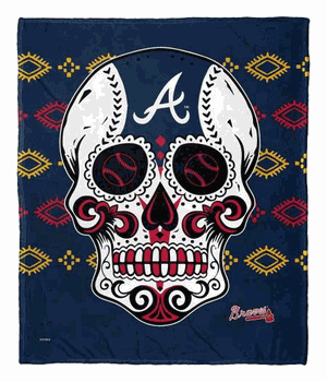 MLB Atlanta Braves Candy Skull Silk Touch Throw Blanket 50x60 Inches