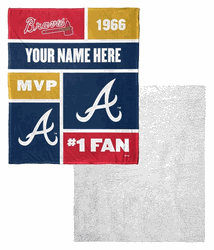 MLB Atlanta Braves Colorblock Personalized Silk Touch Sherpa Throw Blanket 50x60 Inches