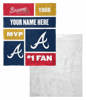MLB Atlanta Braves Colorblock Personalized Silk Touch Sherpa Throw Blanket 50x60 Inches