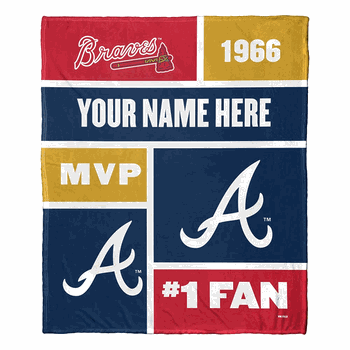 MLB Atlanta Braves Colorblock Personalized Silk Touch Throw Blanket 50 x 60 Inches