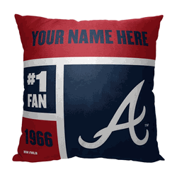 MLB Atlanta Braves Colorblock Personalized Throw Pillow 18x18 Inches
