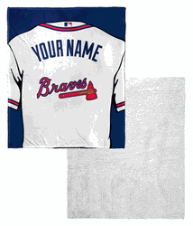 MLB Atlanta Braves Jersey Personalized Silk Touch Sherpa Throw Blanket 50 x 60 Inches
