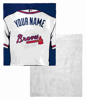 MLB Atlanta Braves Jersey Personalized Silk Touch Sherpa Throw Blanket 50 x 60 Inches