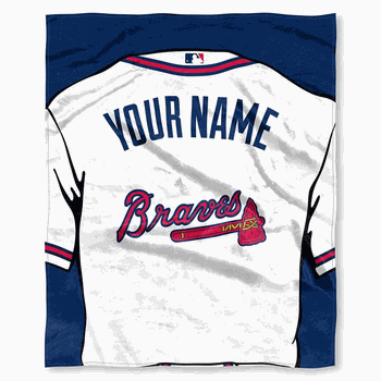 MLB Atlanta Braves Jersey Personalized Silk Touch Throw Blanket 50x60 Inches