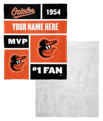 MLB Baltimore Orioles Colorblock Personalized Silk Touch Sherpa Throw Blanket 50x60 Inches