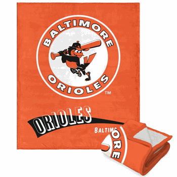 MLB Baltimore Orioles Cooperstown Collection Throwback Silk Touch Sherpa Throw Blanket 50 x 60 Inches