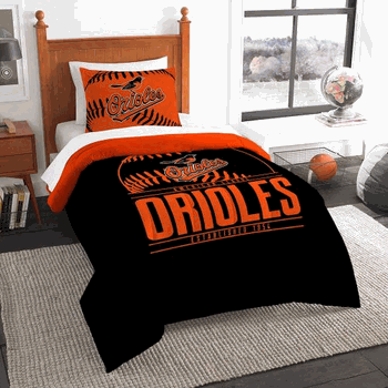 MLB Baltimore Orioles Grand Slam Twin Comforter Set 86 x 64 Inches