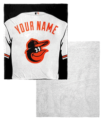 MLB Baltimore Orioles Jersey Personalized Silk Touch Sherpa Throw Blanket 50 x 60 Inches