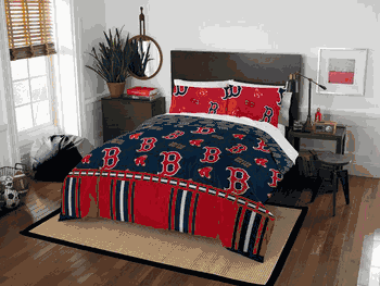 MLB Boston Boston Red Sox Rotary Queen Bed In A Bag Set