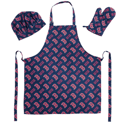 MLB Boston Red Sox 3 Piece Set - Apron Oven Mitt and Hat 28 x 31 7 x 12 12 x 10 Inches