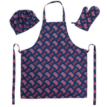 MLB Boston Red Sox 3 Piece Set - Apron Oven Mitt and Hat 28 x 31 7 x 12 12 x 10 Inches