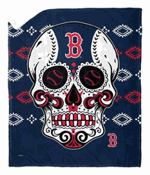 MLB Boston Red Sox Candy Skull Silk Touch Sherpa Throw Blanket 50x60 Inches