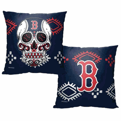 MLB Boston Red Sox Candy Skull Throw Pillow 18x18 Inches