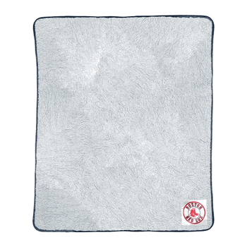 MLB Boston Red Sox Patch Two Tone Sherpa Throw Blanket 50x60 Inches