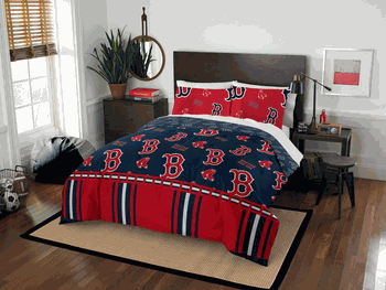 MLB Boston Red Sox Rotary Full Bed In A Bag Set 78 x 86 Inches